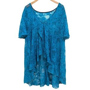 Floral Lace Ruffle V-Neck Top Romantic Boho Feminine Fairy Whimsigoth Women's 4X